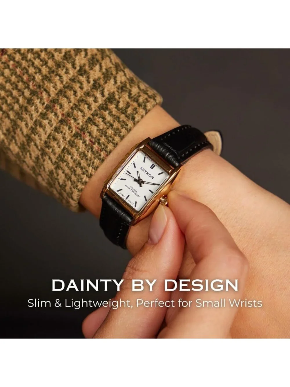 Women's Index Gold Case White Dial Dainty Vintage Tank Classic Square Watches